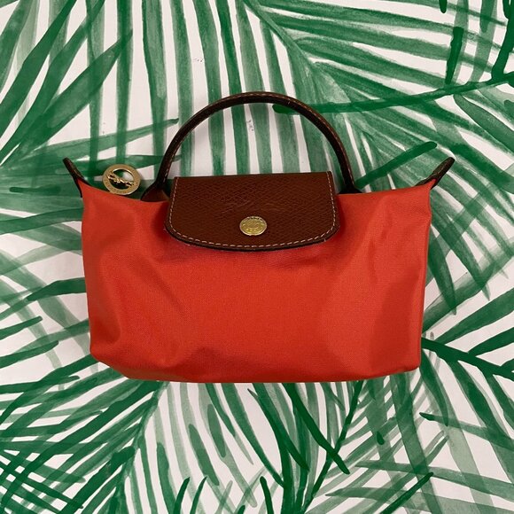 Longchamp Le Pliage Original Mini Pouch with Handle Brick Canvas - Picture 1 of 11
